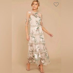 RED DRESS - PINK FLORAL MAXI DRESS